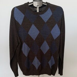Men's Argyle Crewneck Sweater - Black and Blue